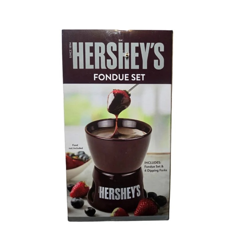 Hershey's Fondue Pot Set with Fondue Pot and 4 Dipping Forks New